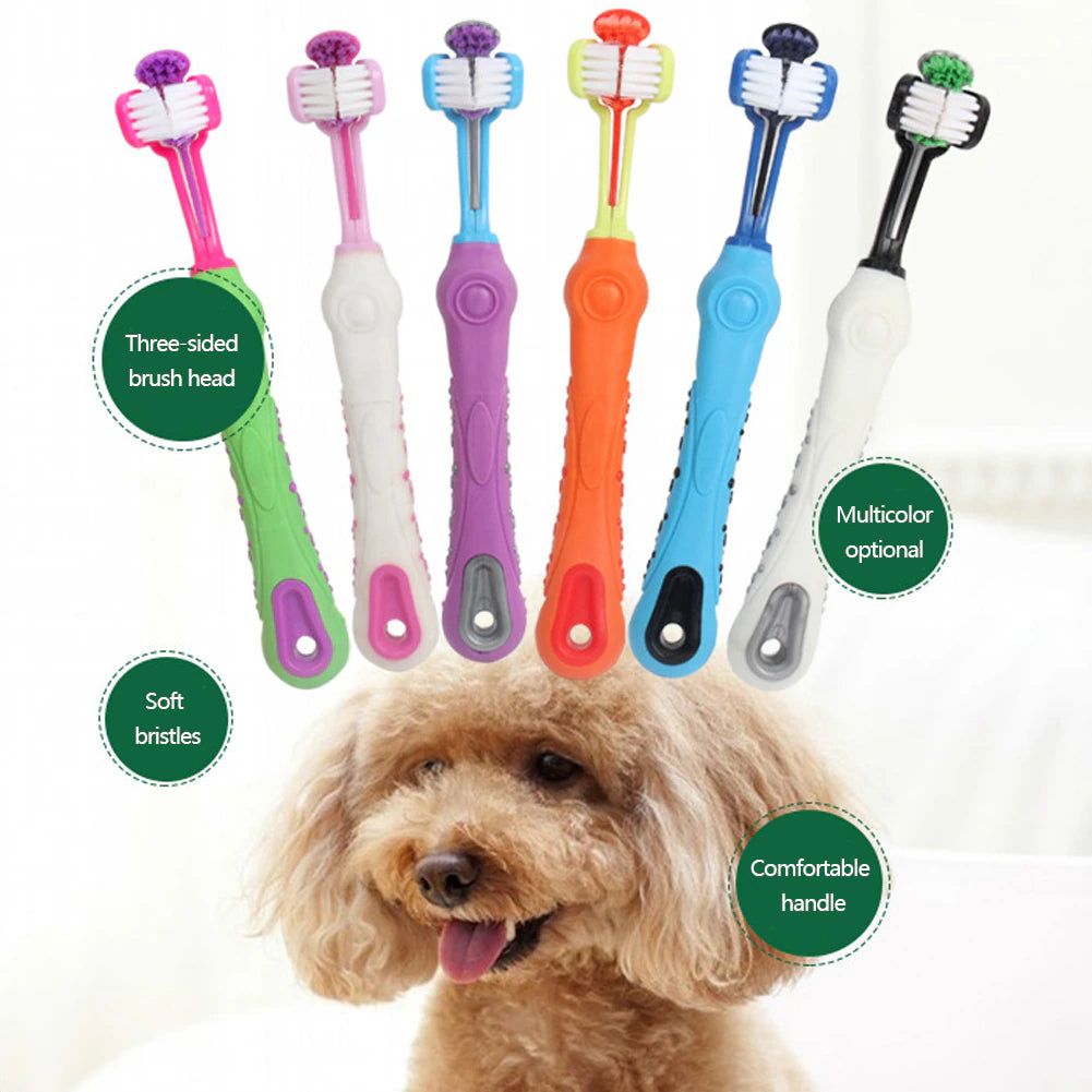 Three Sided Multi-Angle Toothbrush for Pets - Advanced Dental Care for Happy Pets