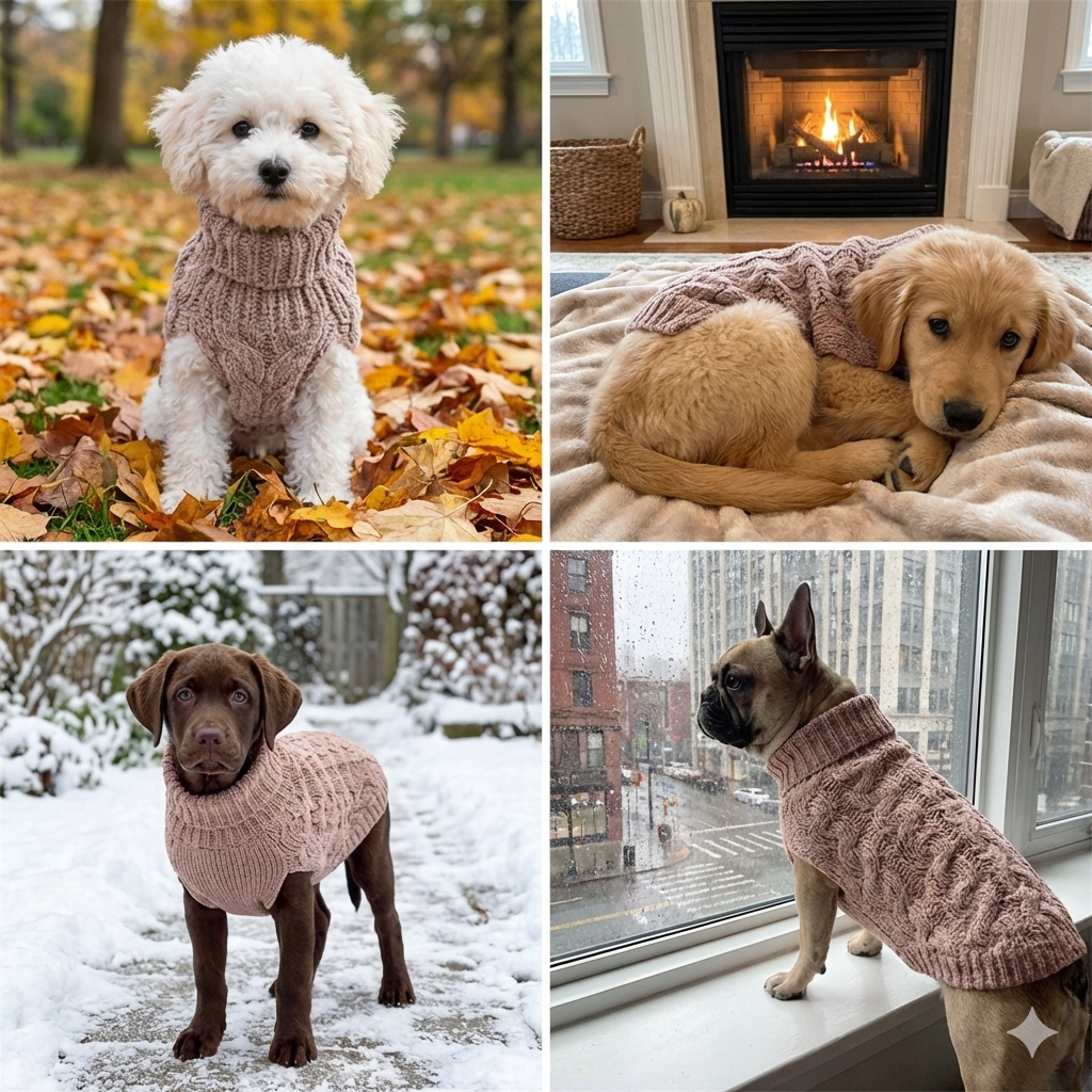 Soft Winter Dog Sweater – Warm Turtleneck Knit Vest for Dogs, Puppies & Cats
