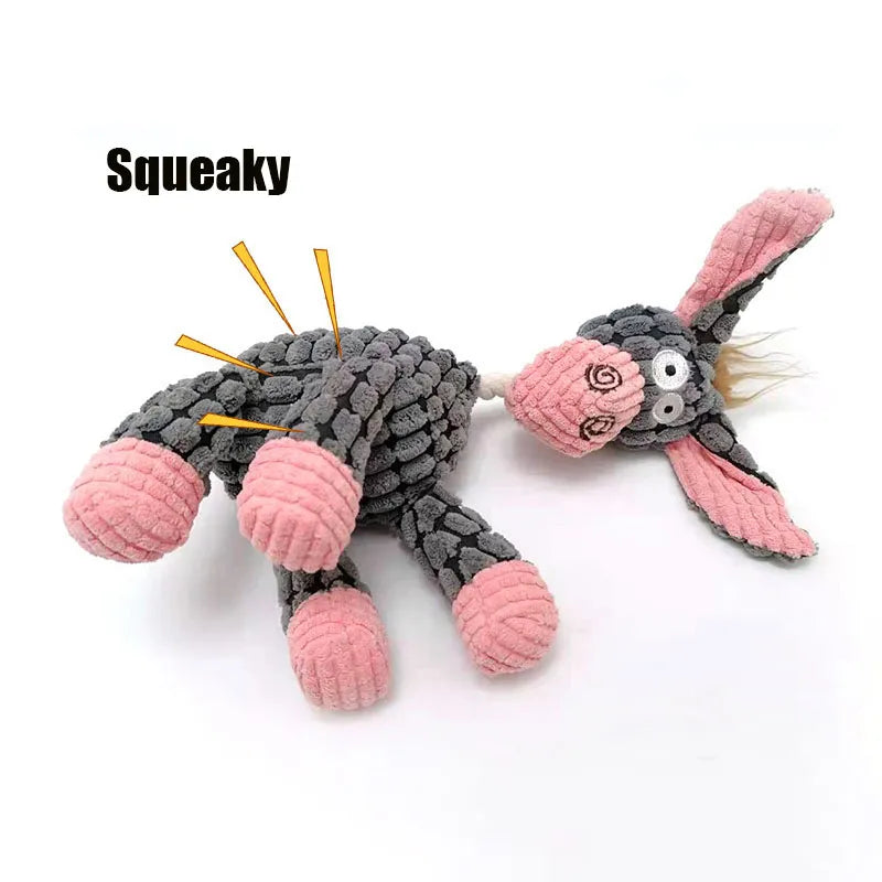 Interactive Fun Pet Toy: Donkey Shape Corduroy Chew with Squeaky Delight for Engaging Play