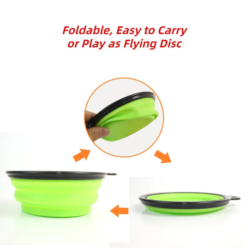 Convenient Large 1-Liter Collapsible Dog Water Bowl - Portable Folding Silicone Pet Bowl for Hydration on the Go