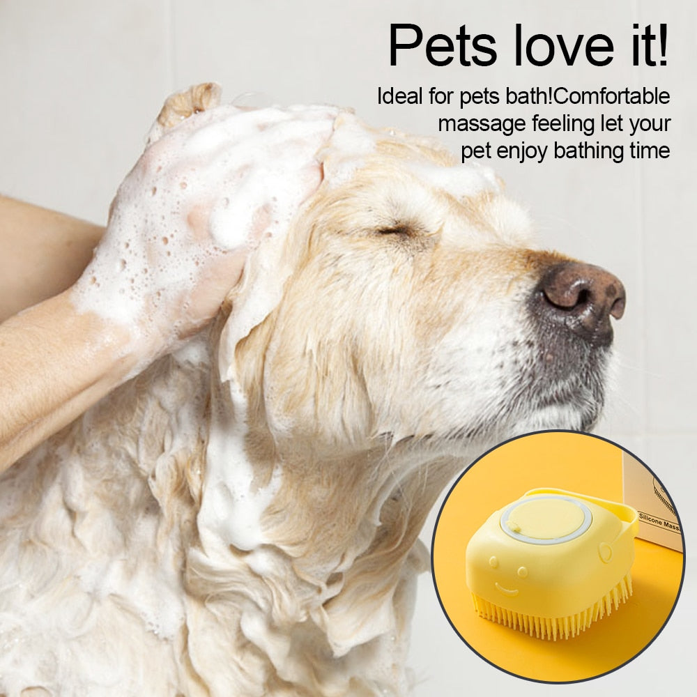 Efficient Soft Silicone Grooming Shower Brush with Shampoo Dispenser