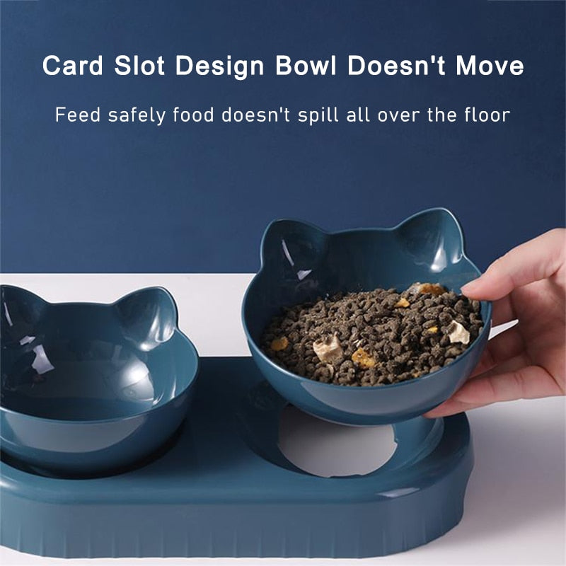 3-in-1 Cat Dog Food Bowl with Water Fountain