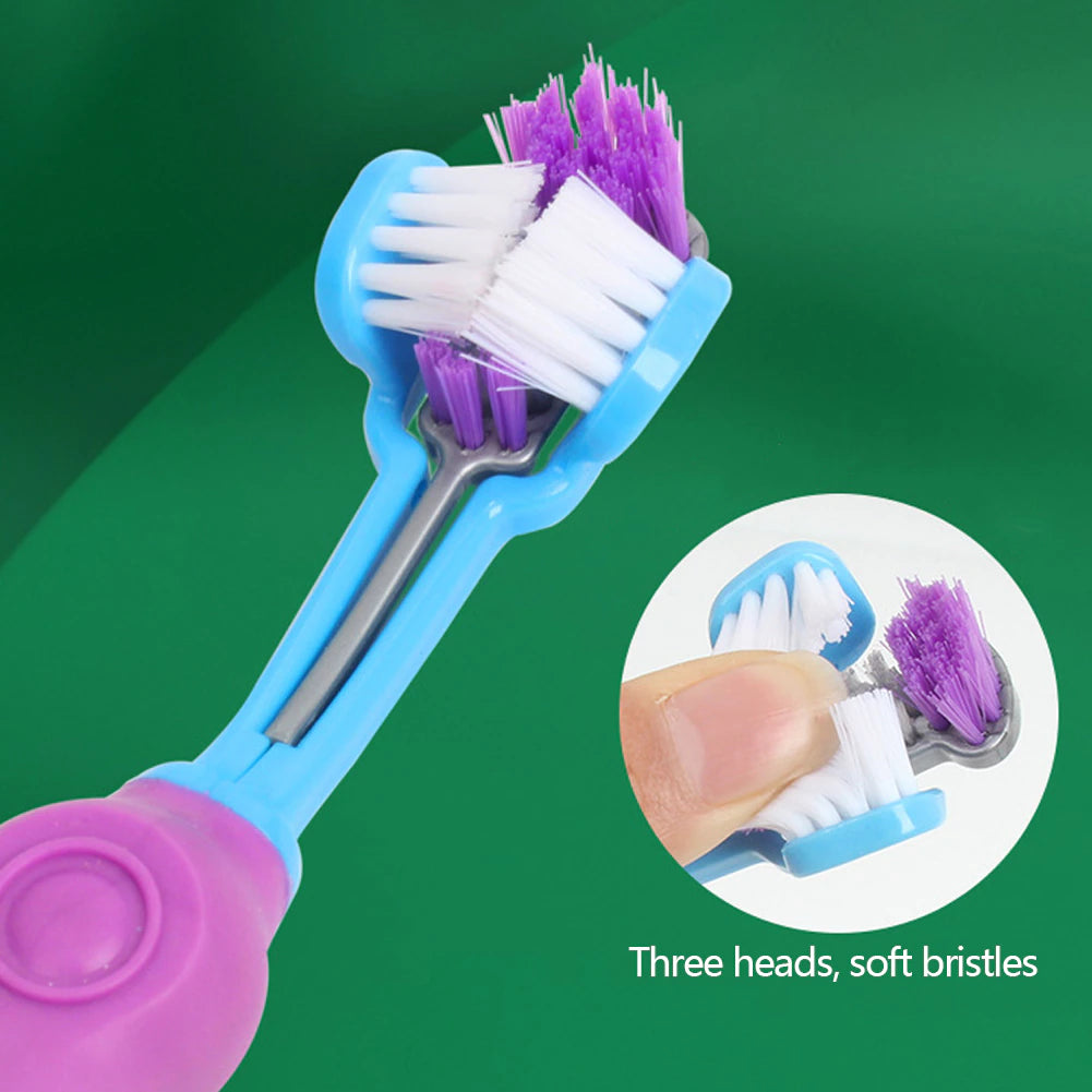 Three Sided Multi-Angle Toothbrush for Pets - Advanced Dental Care for Happy Pets