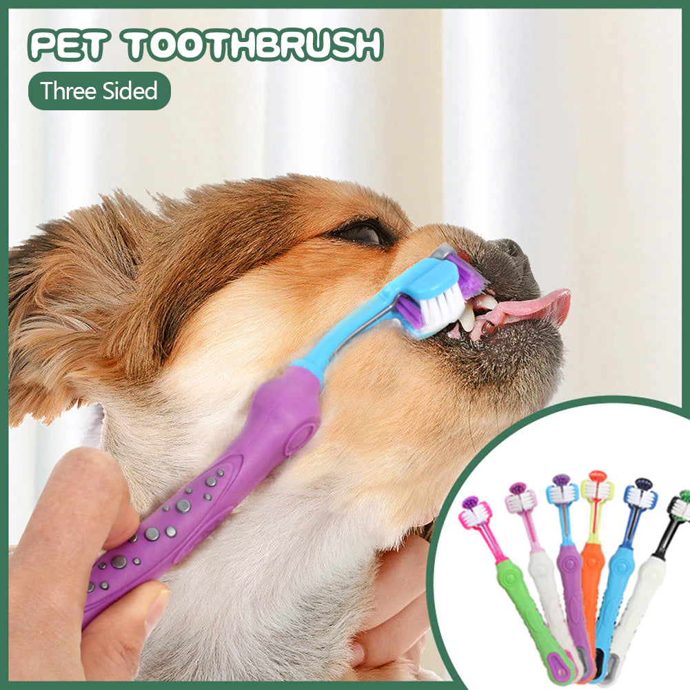 Three Sided Multi-Angle Toothbrush for Pets - Advanced Dental Care for Happy Pets