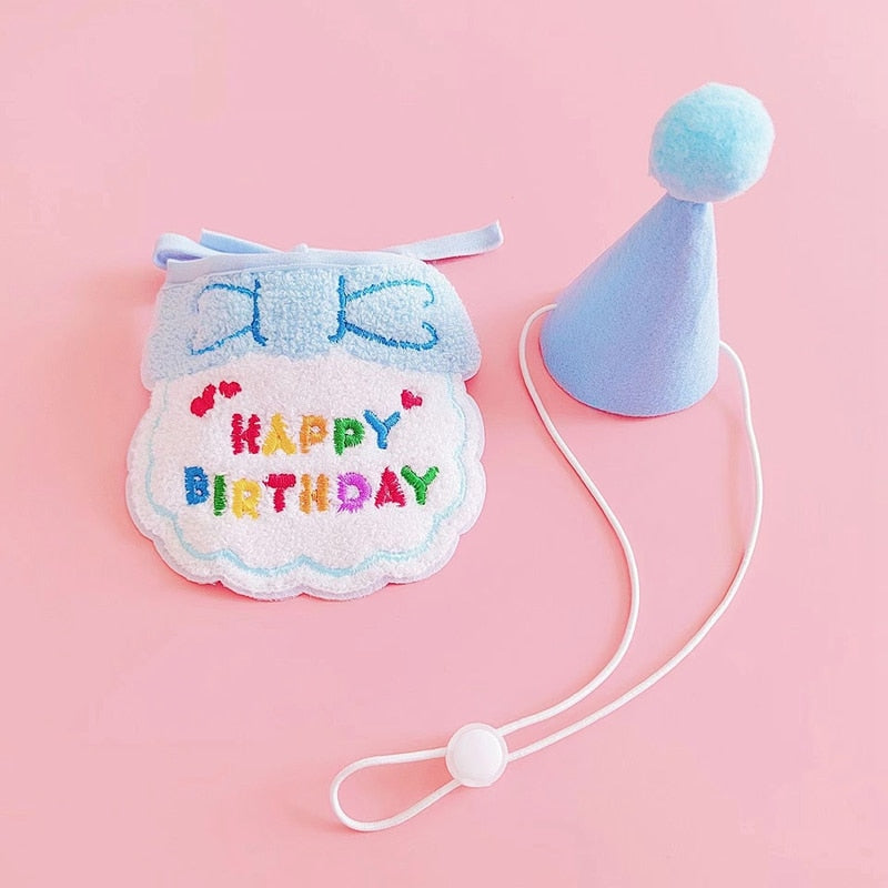Cute Birthday Bib & Hat Set for Pets | Pet Birthday Accessories & Gifts