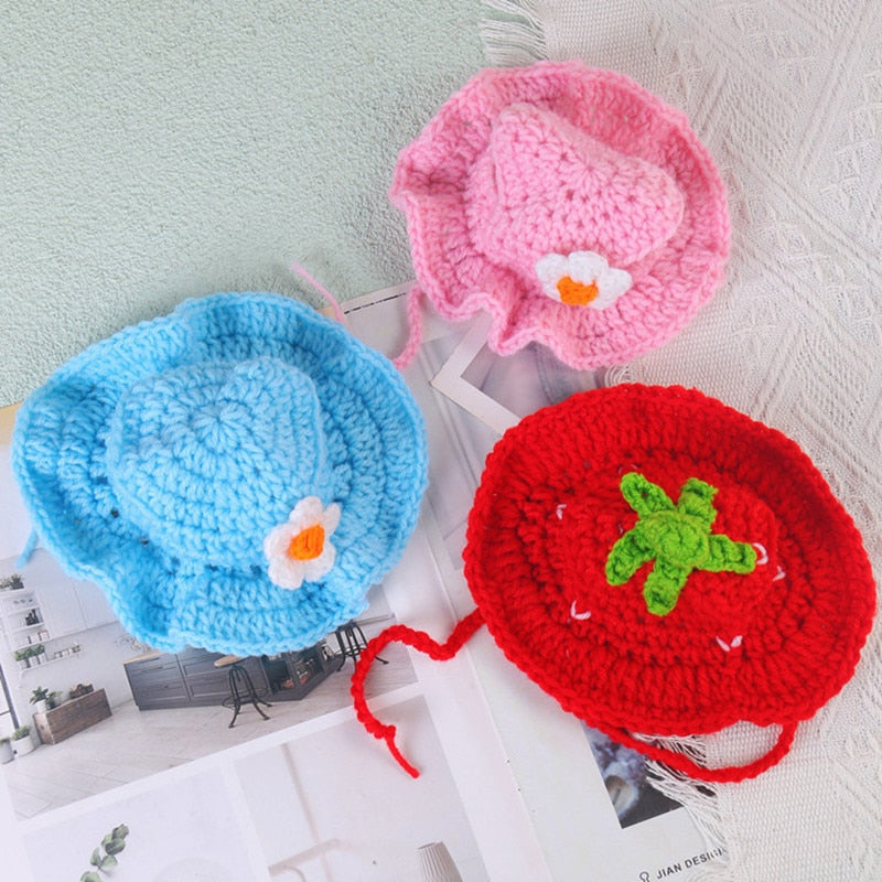 Adorable Pet Knitted Hats with Adjustable Straps | Shop Now!