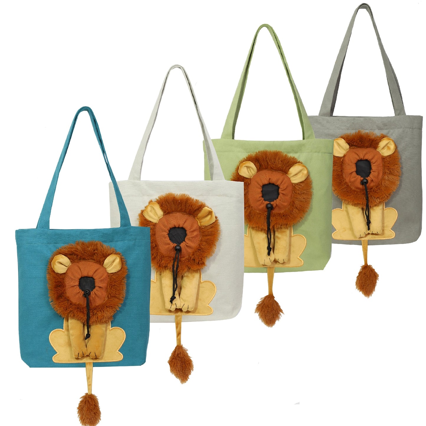 Lion Shaped Cat Carriers Bags | Stylish and Adjustable Canvas Tote for Convenient Pet Travel
