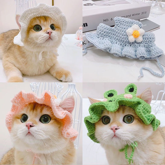 Adorable Pet Knitted Hats with Adjustable Straps | Shop Now!