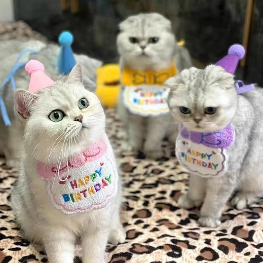 Cute Birthday Bib & Hat Set for Pets | Pet Birthday Accessories & Gifts