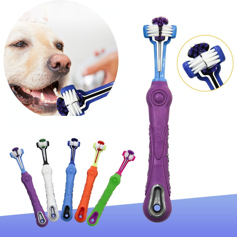 Three Sided Multi-Angle Toothbrush for Pets - Advanced Dental Care for Happy Pets